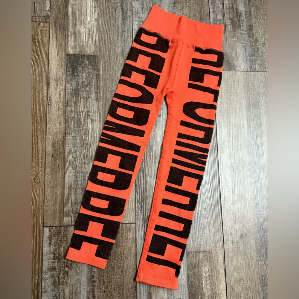 Free People Movement Orange and Brown Graphic Leggings - NWOT - XS
